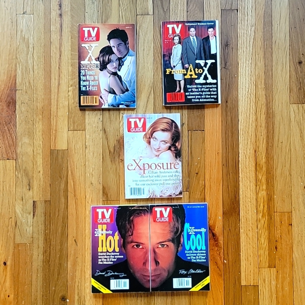 Vintage 90s X-Files TV Guides, 5 different covers